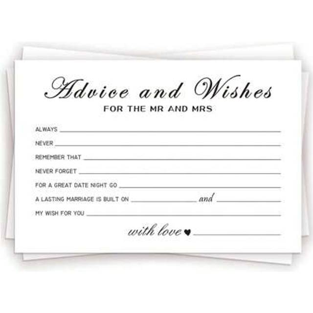SHEIN 50pcs-Advice And Wishes Cards For The New Couples Mr And Mrs, Bride And Groom, Newlyweds, Perfect Wedding Advice Cards For The Wedding Reception Decor