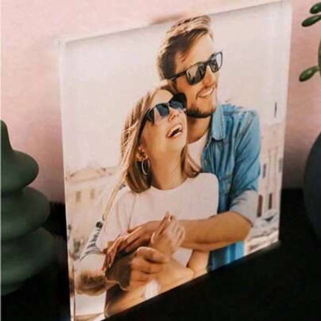 SHEIN 1pc Personalized Custom Photo Acrylic Frame - Family, Couple, Pet, Newborn Memory Display, Anniversary, Daughter Gift, High-Quality PMMA Material - Tr