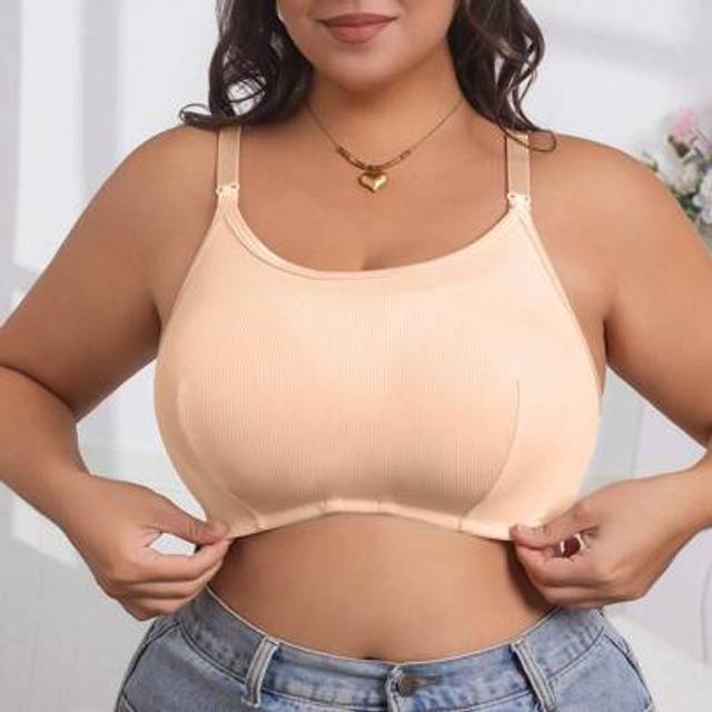SHEIN Plus Size Maternity Solid Color Nursing Bra