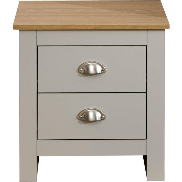 GFW Lancaster 2 Drawer Grey Bedside Table - 2 Drawers