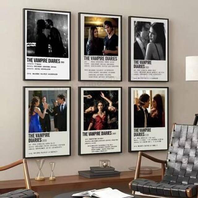SHEIN 1pc Wall Arts Posters Modern Pop Vampire Diaries Movie Posters Canvas Art Hanging Painting Coffee House Bar Room Wall Decoration, Suitable For Residen