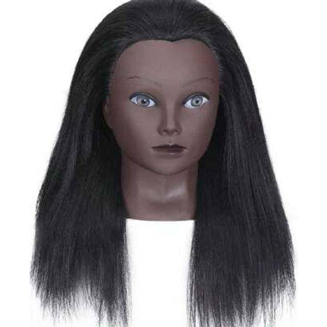 SHEIN Mannequin Head Manikin Head 16&#34;Human Hair Mannequin Head Hairdresser Training Head Cosmetology Manikin Practice Training Head Doll Head With Free Stan