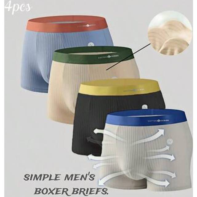 SHEIN 4pcs/Pack Men Comfortable Breathable Elastic Boxers Brief Underwear With U-Convex Pouch