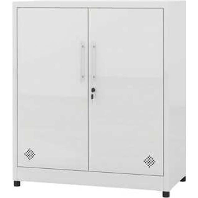 SHEIN 2 Door Storage Cabinets, Metal Filing Cabinets With Key, Freestanding Storage Cupboard With 2 Adjustable Shelves, Bathroom Organizer Cupboard, File Ca