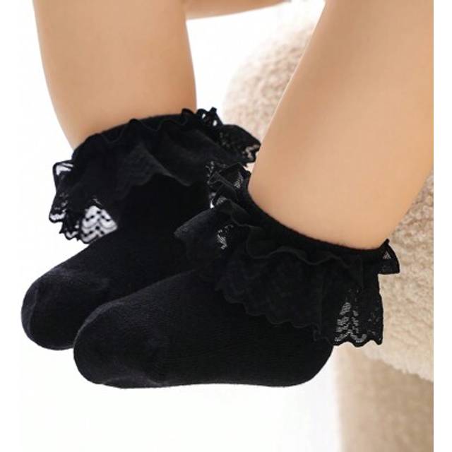 SHEIN 1 Pair Black Soft Breathable Fashion Princess Style Cute Baby Socks For Little Girls, Suitable For Dancing, Casual, Vacation And Daily Wear