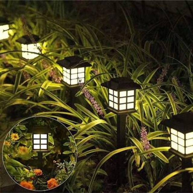 SHEIN 2pcs Solar Powered LED Street Lights Outdoor, Solar Powered Pathway Lights For Garden Landscape Patio Driveway, Solar Lights Outdoor