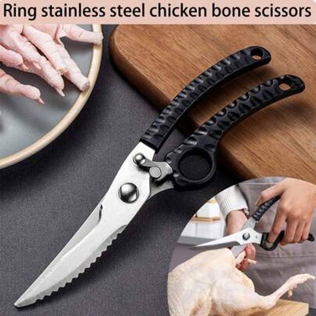 SHEIN 1/2/4pcs Thick Stainless Steel Kitchen Shears, Chicken/Duck/Goose/Fish Scissors, Sharp Bone Cutting Shears, Food Scissors, Kitchen Utensils. Suitable
