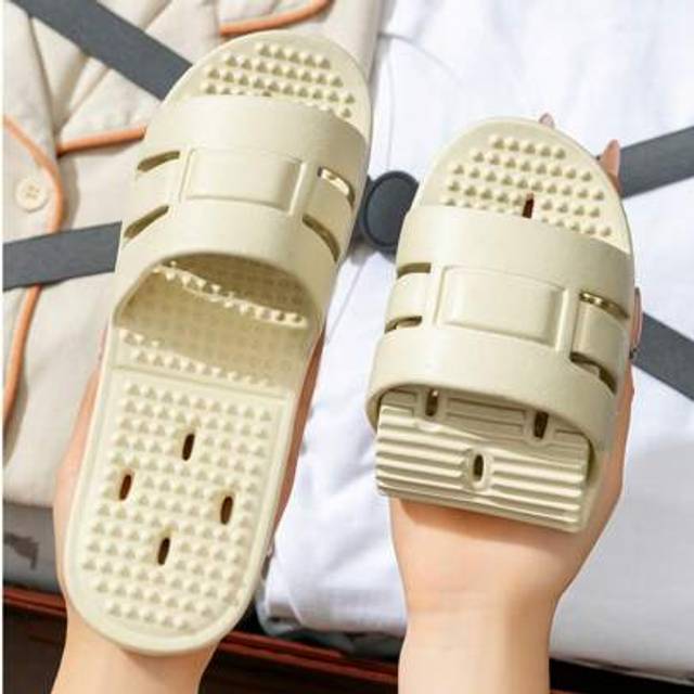 SHEIN Foldable Massage Slippers For Men, Summer Waterproof Non-Slip Bathroom Sandals, Travel Camp Hotel Slipper