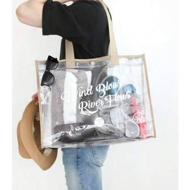 SHEIN 1pc Large Capacity Jelly Transparent Beach Bag PVC Waterproof Hot Spring Storage Swimming Bag Handbag Shopping Bag Does Not Include Other Items