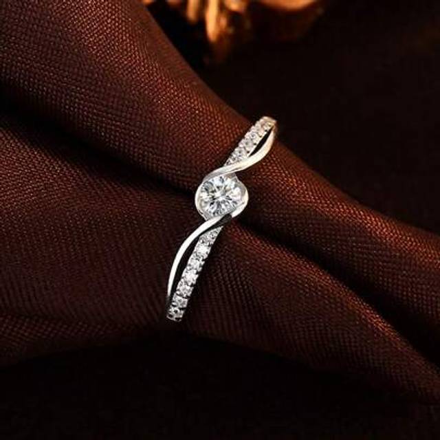 SHEIN 1pc S925 Sterling Silver Elegant Cubic Zirconia Ring, Quality Jewelry For Women Engagement/Proposal