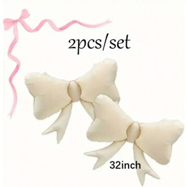 SHEIN 2 Pcs 32 Inch Pastel Pink Dopamine Bow Decoration Balloons, Large Balloons For Birthday, Shopping Mall Decor, Outdoor Photography Props, Macaron Pink