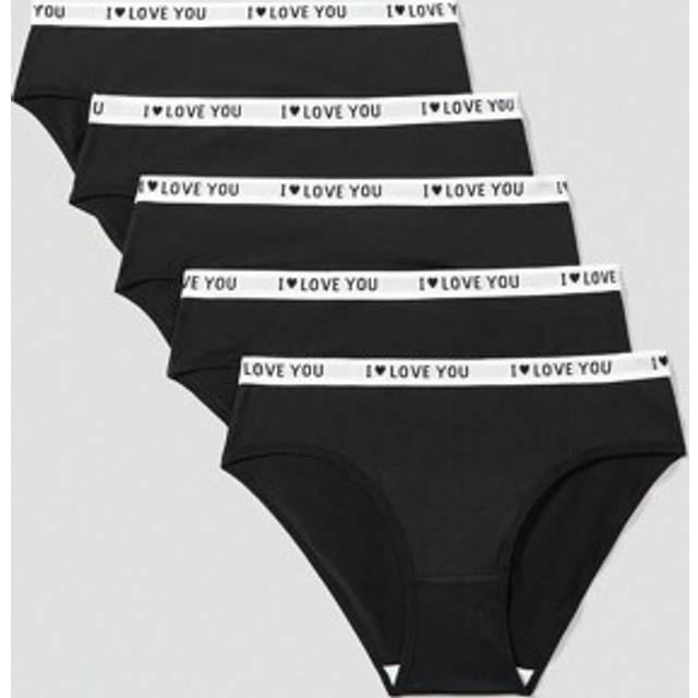 SHEIN 5pcs/Pack Teen Girls&#39; Minimalist Comfortable Letter Print Elastic Breathable Underwear