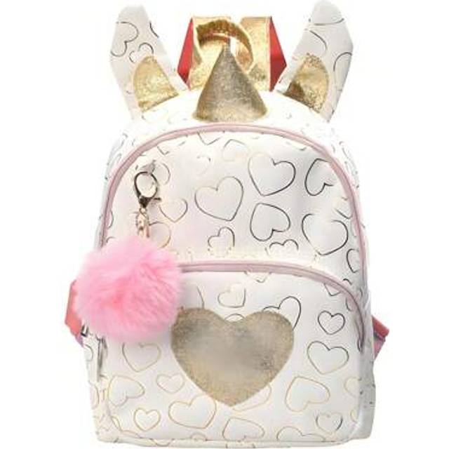 SHEIN Kids PU Leather Fashion Backpack, Unicorn Design With Glitter, Laser, Heart Print And Foil Crafts, Suitable For School, Picnic, Travel, Outdoor, A Per