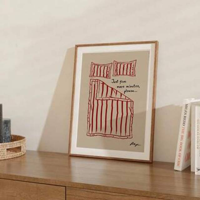 SHEIN 1PC &#34;Wait Five More Minutes&#34; Quote Canvas Print, Frameless Wall Art For Bedroom, Cute Poster Decor For Bed, Motivational Morning Sayings Artwork, Perf