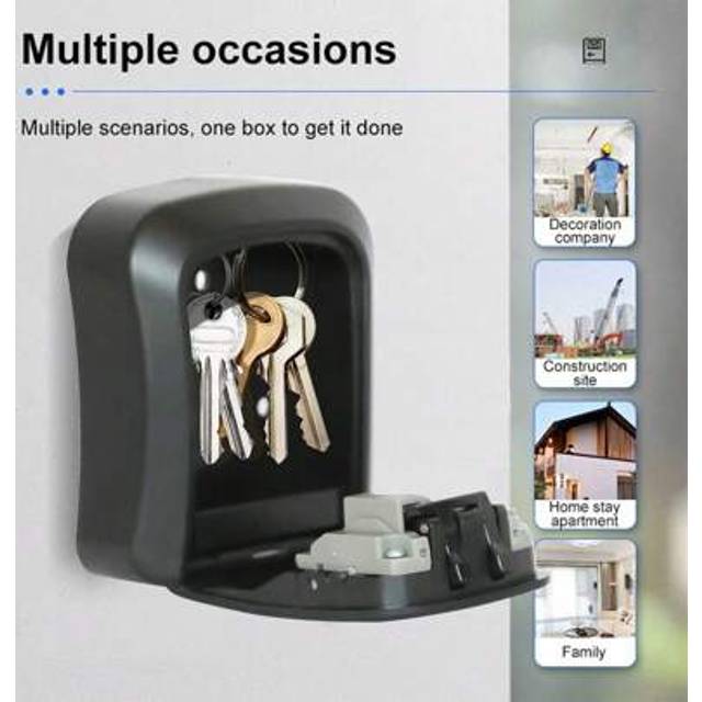 NetHong HOT Wall Mounted Key Safe, 4 Combination Key Safe Outdoor Security Key Lock Box