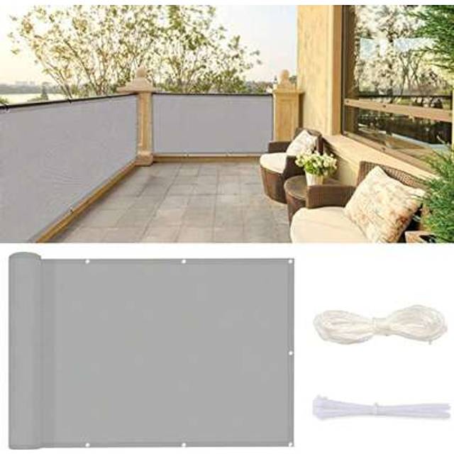 SHEIN Balcony Privacy Screen Cover,Opaque Fence Covering Privacy, UV Protection Shield For Apartment Railing,Outdoor Patio, Deck, Porch - Grey