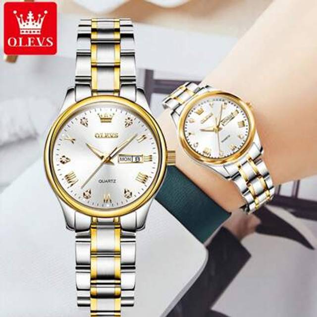 OLEVS. OLEVS Ladies&#39; Watch, Ladies&#39; Original Diamond Watch, Waterproof Luminous Stainless Steel Luxury Quartz Women&#39;s Watch, Gold Watch