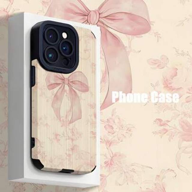 SHEIN Bow-Knot 1pc Hand-Painted Floral Pattern Vertical Faux Leather Shockproof Soft Phone Case, Compatible With IPhone Apple 16/16 Plus/16 Pro/16 Pro Max &