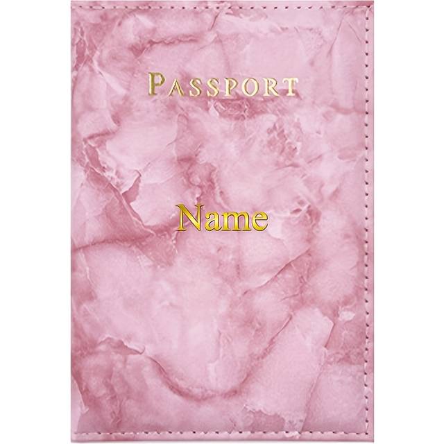 TEMU Custom Personalized Initials Name Letters Marble Pattern Passport Holder Cover, Wallet For Women Men, Synthetic Leather Card Holder Passport Case, Travel Essentials For Family Vacation