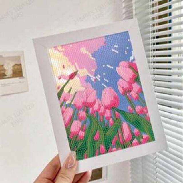 SHEIN 1 Set Diamond Painting Floral Design, Frameless Diamond Embroidery Decoration Gifts Birthday Graduation