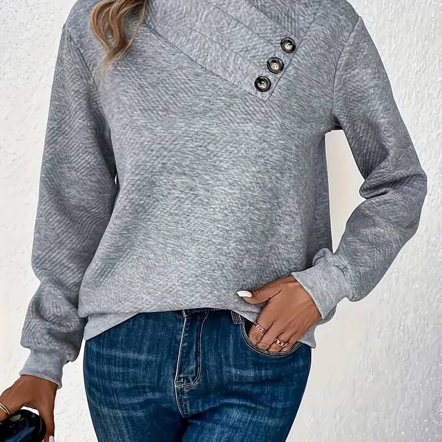 TEMU Women's Casual Elegant Asymmetrical Neck Sweater - Soft Stretchy Pullover, Machine Washable Solid Color Fall Winter Top For Casual Attire, Cute Sweaters, Comfortable Pullover, Textured Knitwear