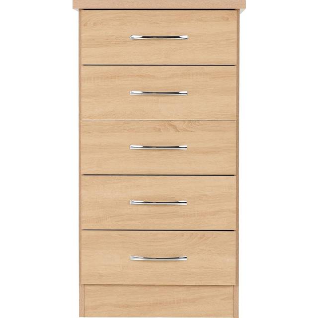 (5 Drawer Narrow Chest) Nevada Bedroom Furniture Range - Sonoma Oak Effect