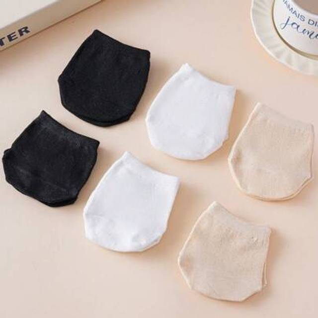 SHEIN 1/3/6 Pairs Women Plain Half Toe Socks, Casual Fashion Breathable Sweat-Absorbent Non-Slip Socks For High Heels & Flats, Daily Wear
