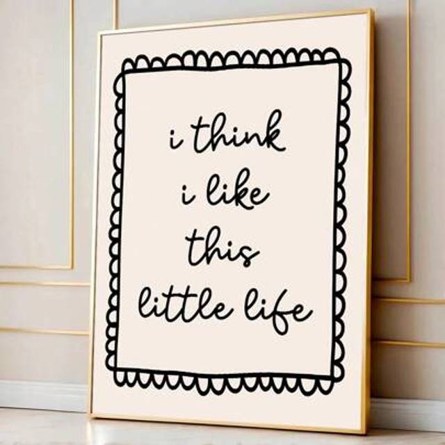 SHEIN 1pc Unframed I Think I Like This Little Life Uplifting Quote Wall Art Canvas Poster Print Minimalist Affirmation Painting For Apartment,Living Room,Be