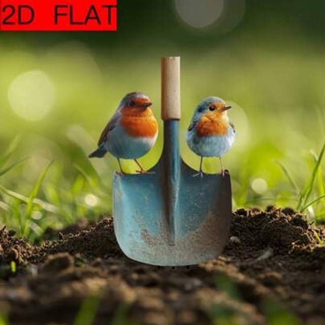 SHEIN 2D Flat Printing Cute Robin Bird On Shovel Garden Ground - Acrylic Green Leaf Sun Catcher With Flower Pot Decoration, Versatile Outdoor Yard Artwork,