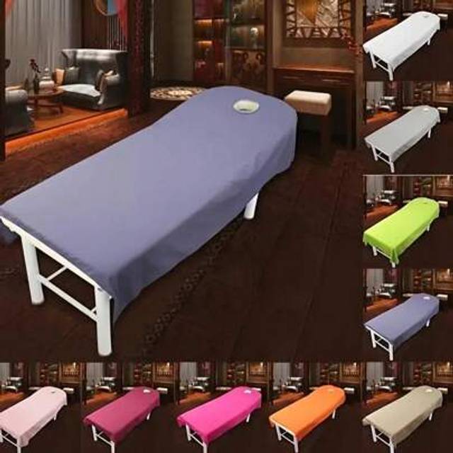 SHEIN Premium Spa Massage Table Cover - Durable & Easy To Clean Salon Sofa Bedsheet, With Face Hole Design, Elastic Fit For Beauty Clinics (Size: 75cm * 190