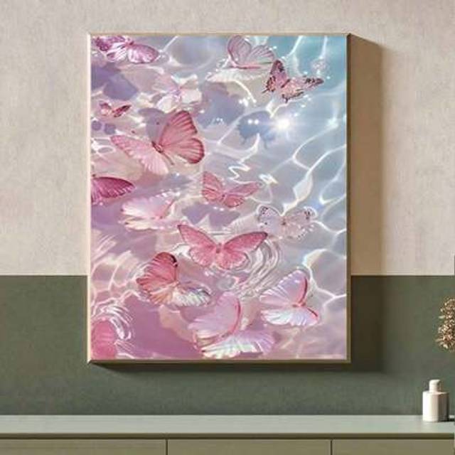 SHEIN 5D DIY Diamond Painting Mosaic - Beautiful Butterfly Landscape, Diamond Embroidery Home Decor Wall Art Kit