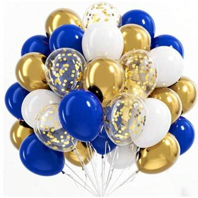 SHEIN 35pcs Navy Blue Metal Gold Confetti Balloon Are Suitable For Wedding, Graduation, Birthday Decoration, Birthday Parties, Weddings, And Gender Revealin
