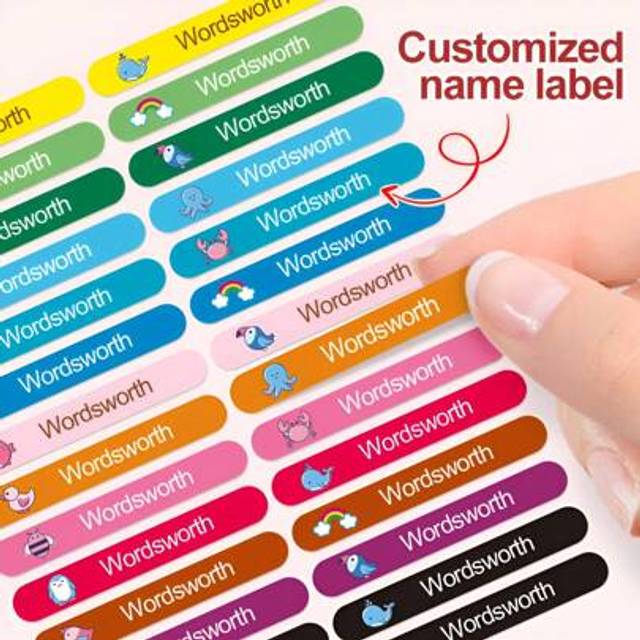 SHEIN Custom Waterproof Name Labels For Personal Belongings - Long-Lasting Personalized Stickers For Clothes, Bottles, Lunchboxes, Bags, And Accessories - P