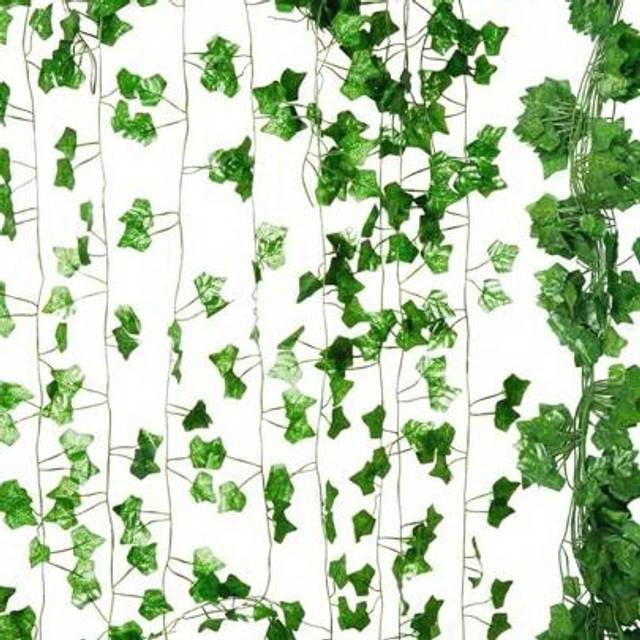 SHEIN 12pcs 84ft Fake Ivy, Artificial Ivy Garland, Fake Vines For Room Decor, Leaves Artificial Ivy For Wedding Party Garden Home Kitchen Wall Room Decor