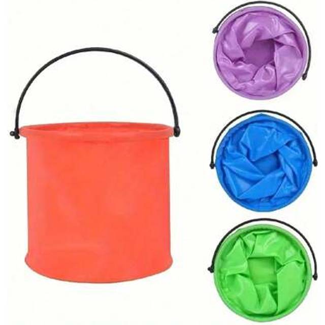 SHEIN Outdoor Silicone Mini Folding Water Bucket Beach Buckets Beach Toy Storage, Candy-Colored Mini Bucket Toys For Playing With Sand And Water At The Beac