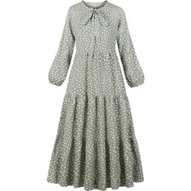 SHEIN 2025 New Spring & Autumn Elegant Dot Print Loose Pullover Maxi Casual Dress