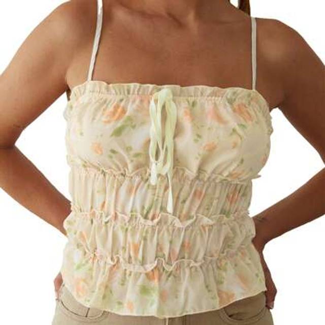 SHEIN Womens Sleeveless Slim Crop Tank Top Sexy Pleated Bustier Square Neck Strappy Slits Cropped Vest Cami