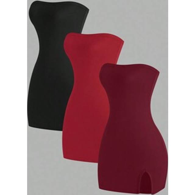 Flirla Women&#39;s Solid Color Seamless Strapless Bodycon Mini Dress
