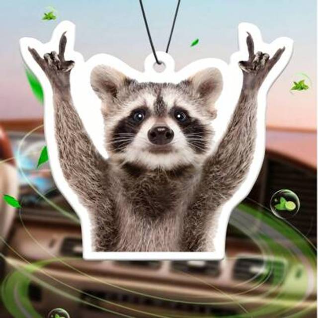 SHEIN Humorous Raccoon Bearyeah Car Air Freshener Aromatherapy Pendant, For Car Vent, Rearview Mirror, Bathroom, Living Room, Bedroom; Black Sugar Fragrance