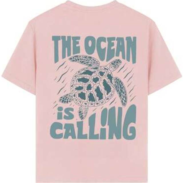 SHEIN Teen Girls&#39; Turtle & Letter Print Round Neck Short Sleeve T-Shirt, Casual Summer Top
