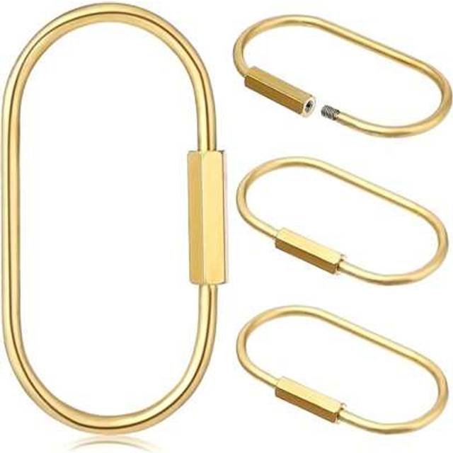SHEIN 1pc Brass Screw Lock Keychains, Universal Brass Keychain Clips Simple Style Key Fob Holder Carabiner Keychain Car Key Keychain For Man Women