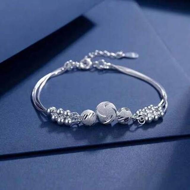 SHEIN Fine 925 Sterling Silver Lucky Beads Ball Chain Bracelet For Women Luxury Fashion Party Wedding Jewelry Lovers Gift Charms