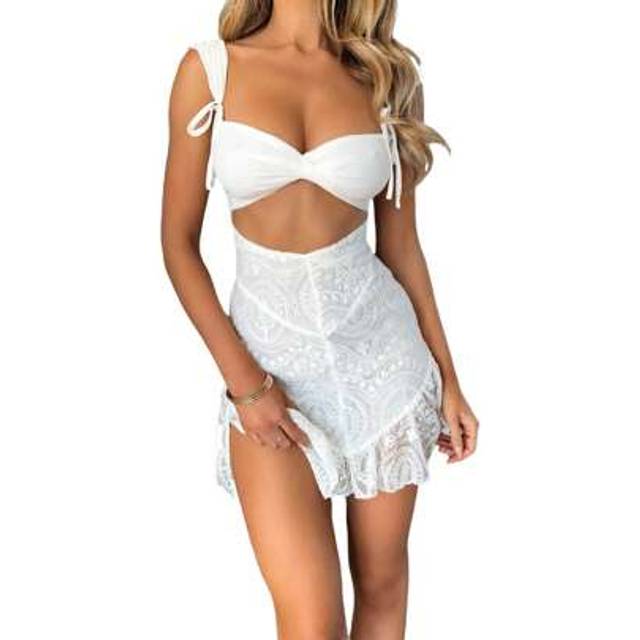 SHEIN Womens Graduation Dress Y2K Sleeveless Backless Bow Trim Corset A-Line Mini Dresses Summer Going Out Sundress College Swing Flowy Dress