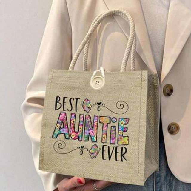 SHEIN Best Auntie Ever Print Tote Bags, For Women Aunt Gifts Auntie Gifts From Niece Nephew Best Aunt Ever Gifts Funny Gifts For Aunt Auntie Friends Sister
