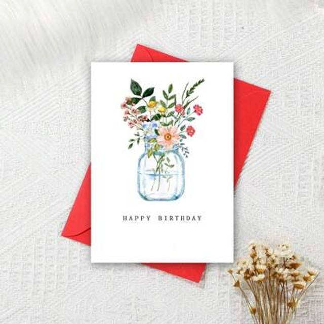 SHEIN Floral Birthday Birthday Card, Happy Birthday Card, Ladies Birthday Card, Bestie, Friend, Bouquet Birthday Card, Creative And Fun Greeting Cards