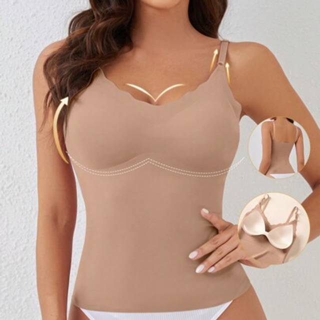 SHEIN Women Solid Color Shell Edge Fitted Camisole Vest Top