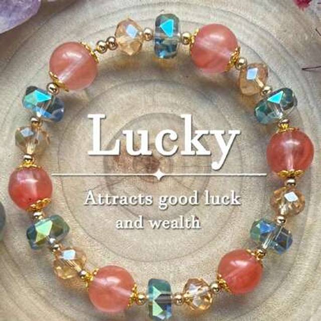 SHEIN 1pc Colorful Glass Strawberry Quartz Bracelet - Good Luck Charm, Gift
