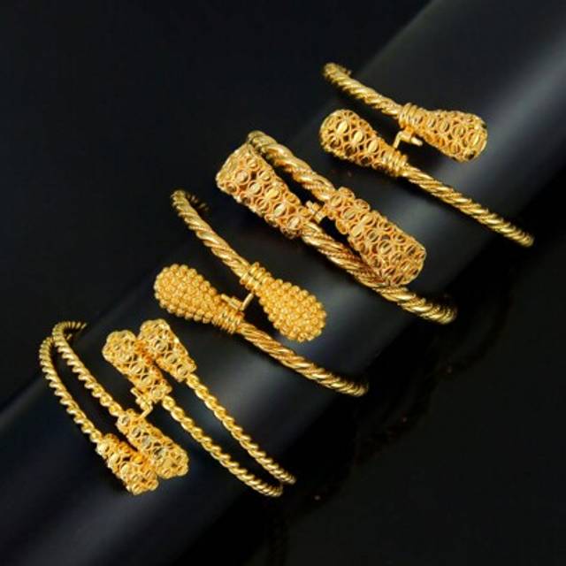 SHEIN Luxury Dubai Gold Plated Bracelets 21k Gold Color Saudi Bridal Wedding Bangles Arab Women Engagement Party Jewelry