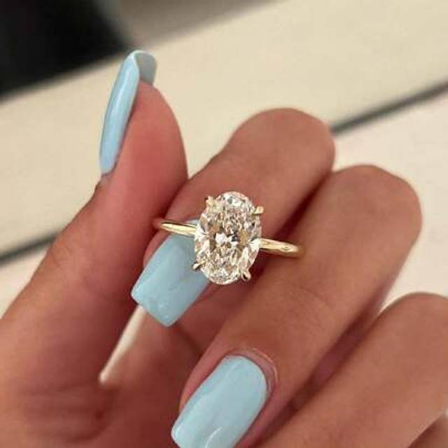 SHEIN 1PC 925 Sterling Silver Sparkle Oval Engagement Ring Wedding Band For Women Promise Ring Eternity Ring Fine Jewelry Gift