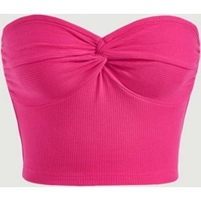 SHEIN Rose Summer Date Night Twist Front Ribbed Knit Tube Top